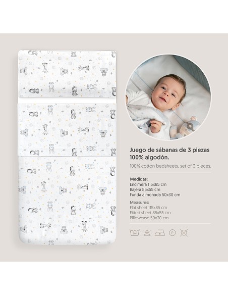 Triptico Minicuna Franela Modelo Koala Bco/Azul