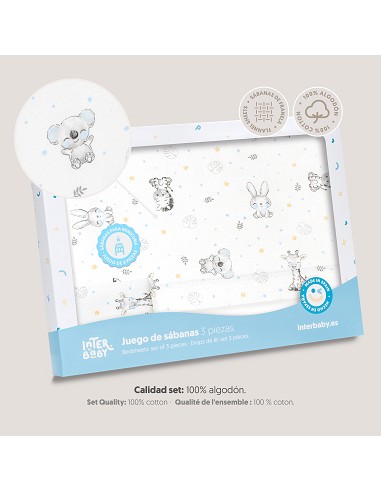 Triptico Minicuna Franela Modelo Koala Bco/Azul