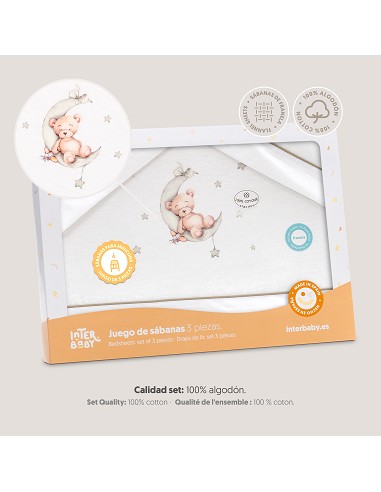 Triptico Minicuna Franela Estampado Oso Luna...