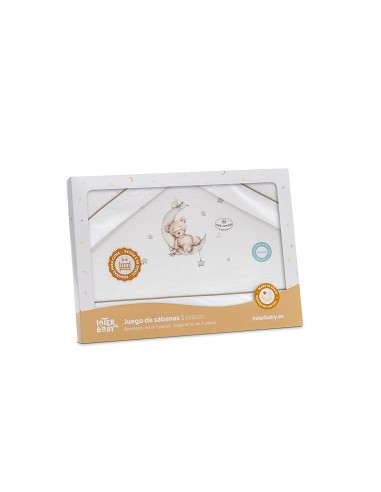 Triptico Minicuna Franela Estampado Oso Luna...