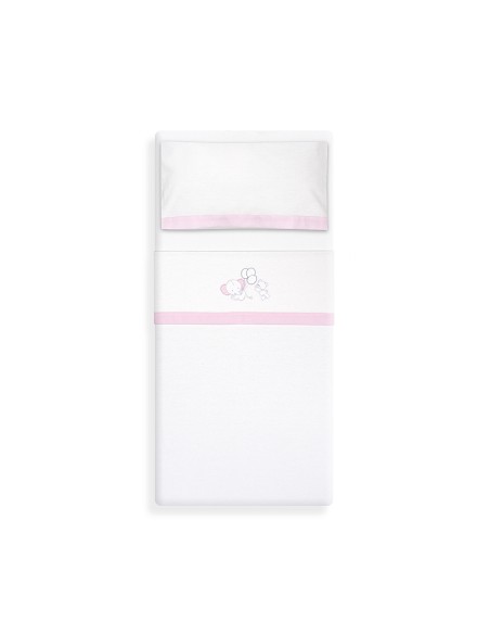 Triptico Minicuna Franela Oso Elefante Globos Bco/Rosa