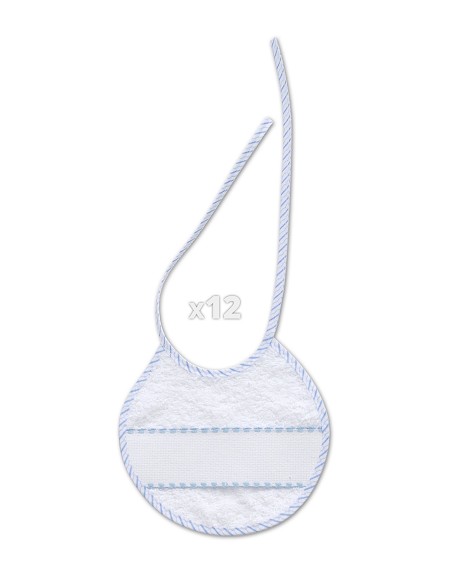 Babero Punto Cruz 20X20 Bco/Azul