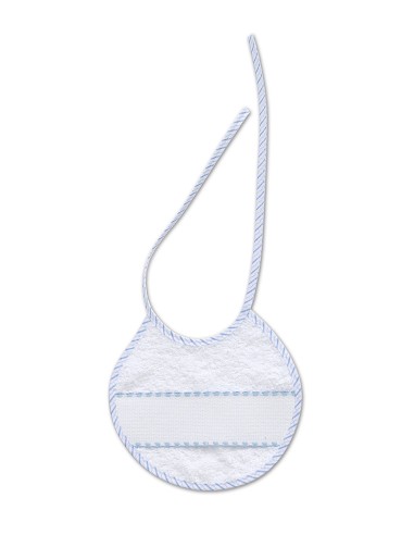 Babero Punto Cruz 20X20 Bco/Azul