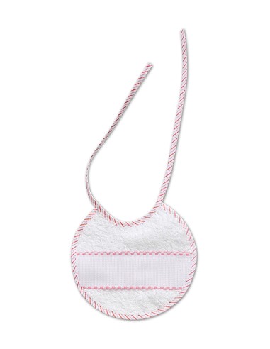 Babero Punto Cruz 20X20 Bco/Rosa