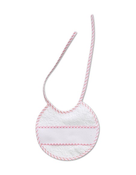 Babero Punto Cruz 20X20 Bco/Rosa