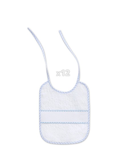 Babero Punto Cruz 20X25 Bco/Azul