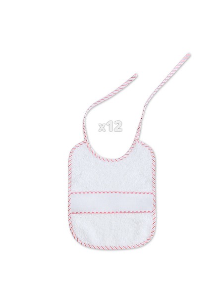 Babero Punto Cruz 20X25 Bco/Rosa