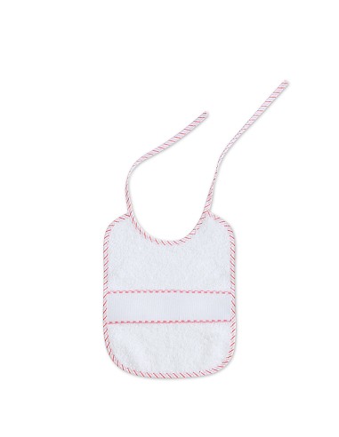 Babero Punto Cruz 20X25 Bco/Rosa