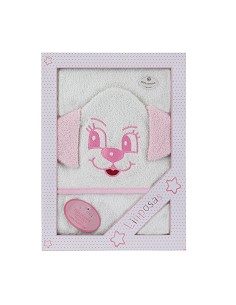 Capa Baño Liliposas Perro Bco/Rosa