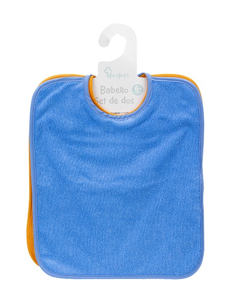 Pack 2 Baberos Rizo Color con Cinta  Azul