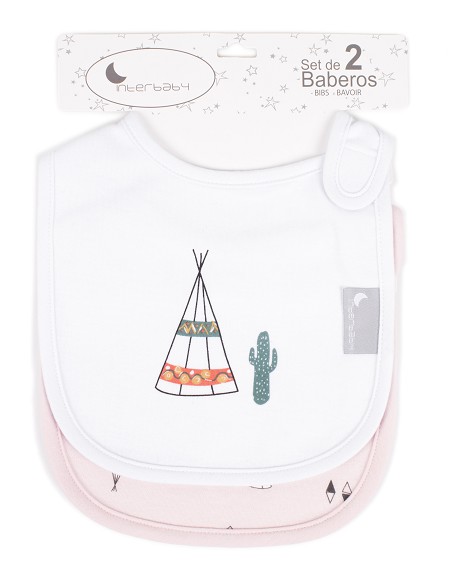Pack 2 Baberos Velcro (Cabañas) Rosa