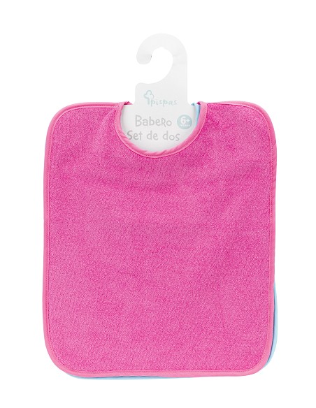 Pack 2 Baberos Rizo Color con Cinta Rosa
