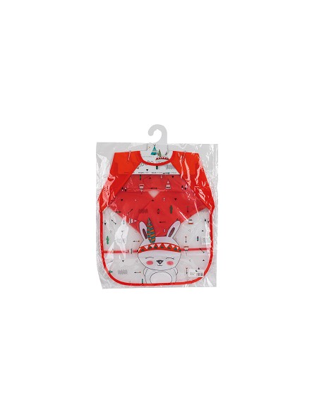 Babero con Mangas Estampado Rojo