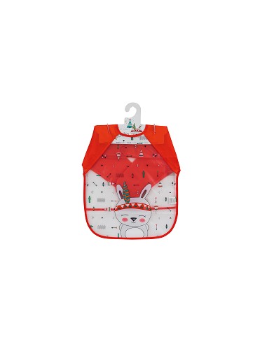 Babero con Mangas Estampado Rojo