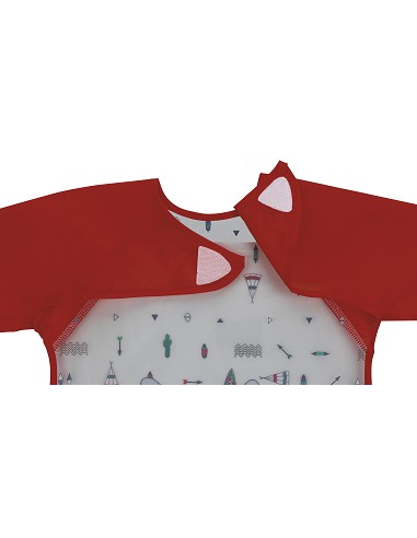Babero con Mangas Estampado Rojo