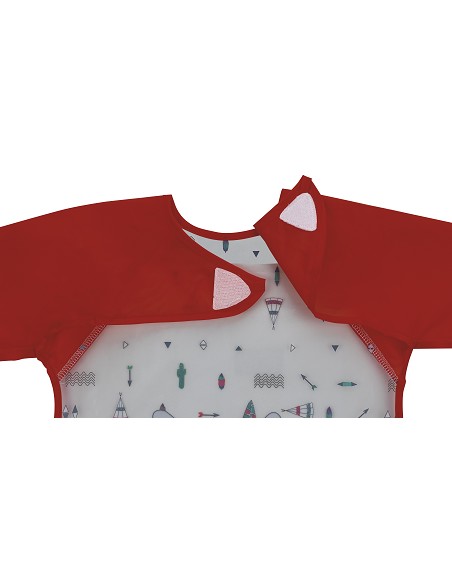 Babero con Mangas Estampado Rojo