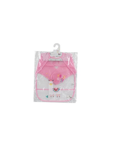 Babero con Mangas Estampado Rosa
