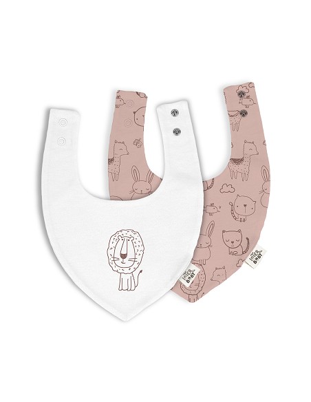 Pack 2 Baberos Bandana 20X30 Cms Mod Animalitos Rosa