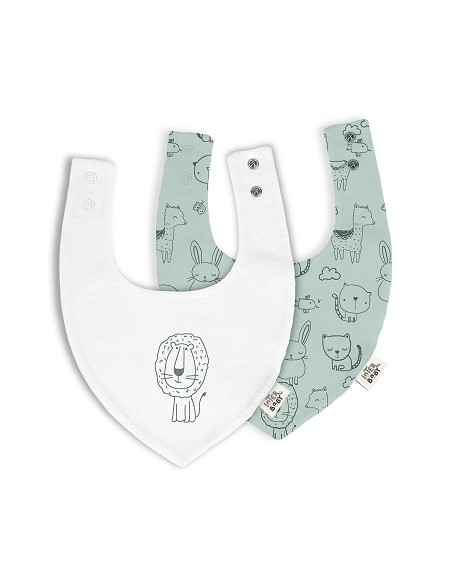 Pack 2 Baberos Bandana 20X30 Cms Mod Animalitos Verde