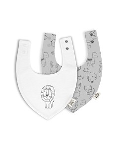 Pack 2 Baberos Bandana 20X30 Cms Mod Animalitos Gris