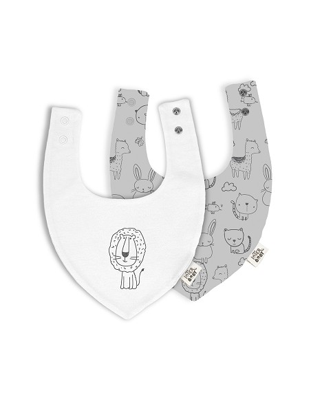Pack 2 Baberos Bandana 20X30 Cms Mod Animalitos Gris