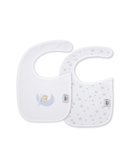 Pack 2 Baberos Velcro 20X30 Cms Mod Sleep Azul