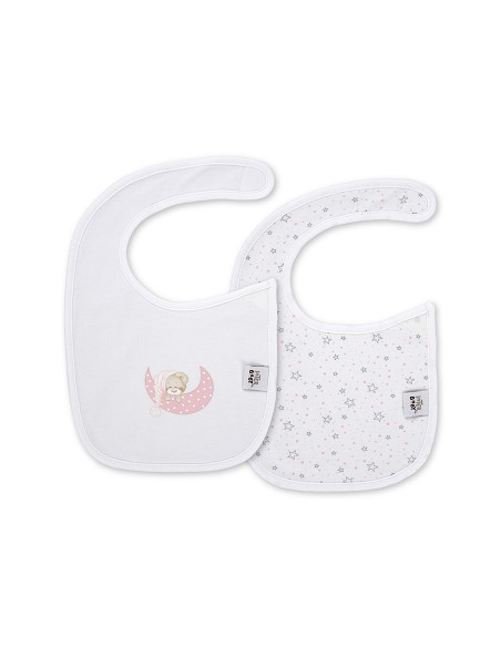 Pack 2 Baberos Velcro 20X30 Cms Mod Sleep Rosa