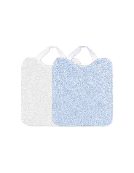 Babero Rizo Plastificado Pack2 con Goma Bco/Azul