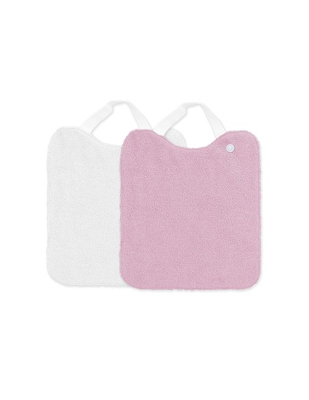 Babero Rizo Plastificado Pack2 con Goma Bco/Rosa