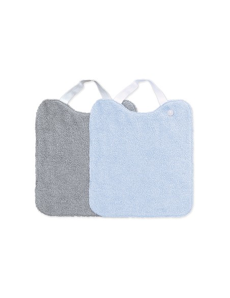 Babero Rizo Plastificado Pack2 con Goma Gris/Azul