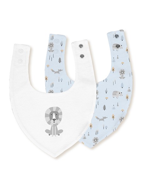 Pack 2 Baberos Bandana 20X30 Cms Mod Fox Bco/Azul