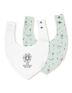 Pack 2 Baberos Bandana 20X30 Cms Mod Fox Bco/Verde