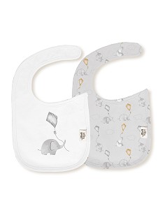 Pack 2 Baberos 20X30 Cms Mod Elefante Cometa Bco/Gris