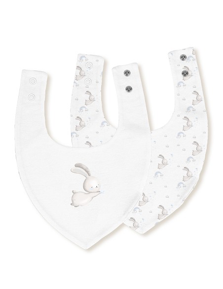 Pack 2 Baberos Bandana 20X30 Cms Mod Conejito Estrella Bco/Azul