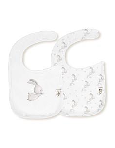 Pack 2 Baberos 20X30 Cms Mod Conejito Estrella Bco/Azul