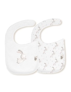Pack 2 Baberos 20X30 Cms Mod Conejito Estrella Bco/Rosa