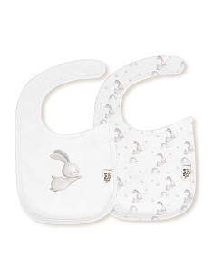 Pack 2 Baberos 20X30 Cms Mod Conejito Estrella Bco/Gris