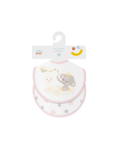 Pack 2 Baberos 20X20 Cachirulo Estrellas Rosa