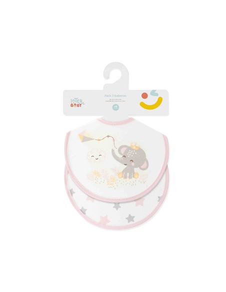 Pack 2 Baberos 20X20 Cachirulo Estrellas Rosa