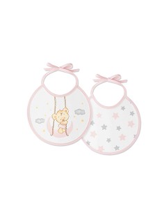 Pack 2 Baberos 20X20 Osito Luna Estrellas Rosa
