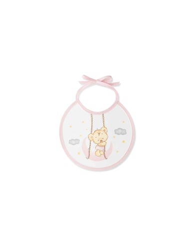 Pack 2 Baberos 20X20 Osito Luna Estrellas Rosa