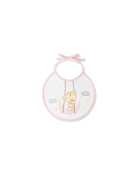 Pack 2 Baberos 20X20 Osito Luna Estrellas Rosa
