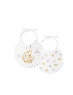 Pack 2 Baberos 20X20 Osito Luna Estrellas Beig