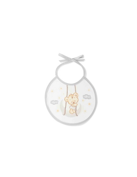 Pack 2 Baberos 20X20 Osito Luna Estrellas Gris