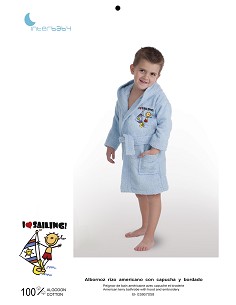 Albornoz Infantil T-14-16 100% Alg Azul