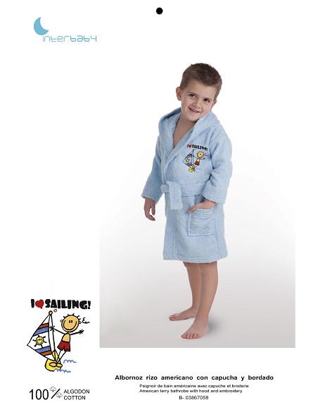 Albornoz Infantil T-14-16 100% Alg Azul