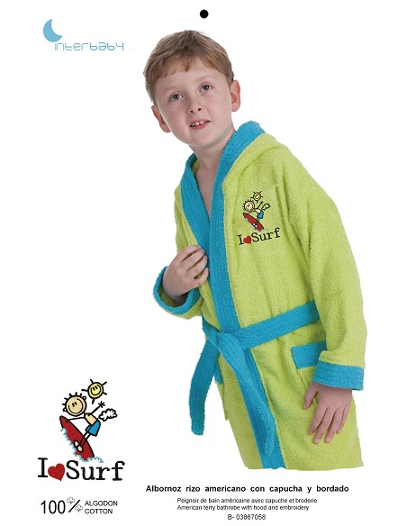 Albornoz Infantil T-14-16 100% Alg Pistacho