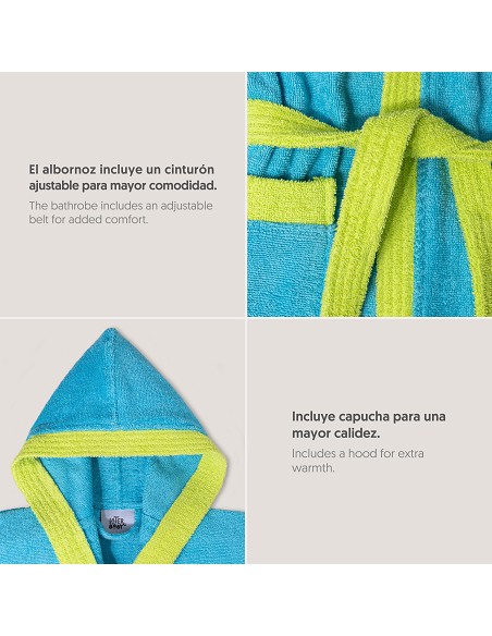 Albornoz Infantil  T- 10-12 Turquesa