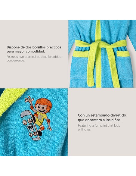 Albornoz Infantil  T- 10-12 Turquesa