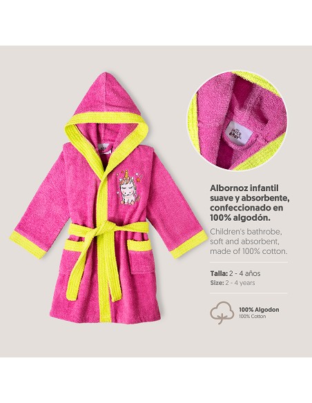 Albornoz Infantil  T- 2-4 Fucsia